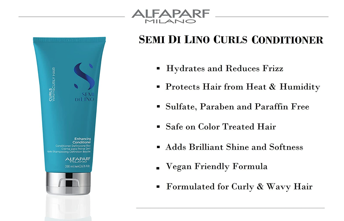 ALFAPARF MILANO SEMI DI LINO Enhancing Conditioner Curls Wavy & Curly Hair 200ml