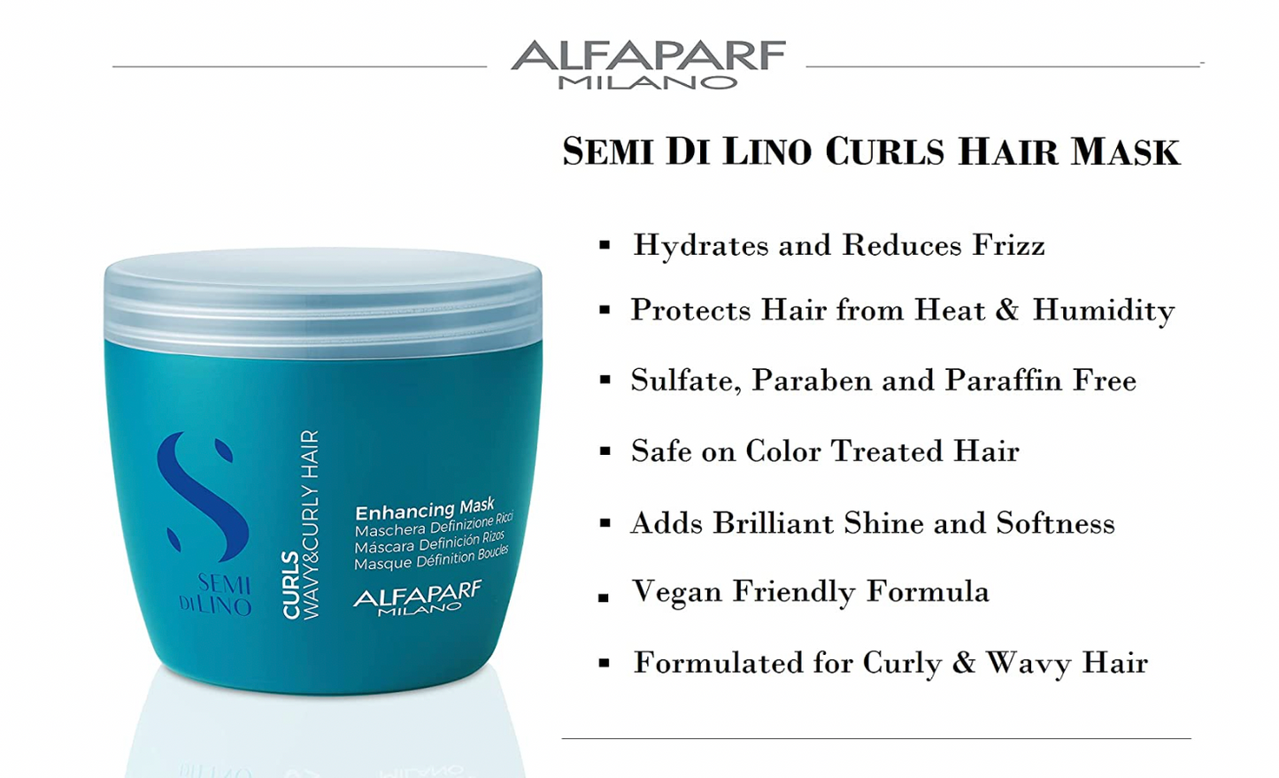 ALFAPARF MILANO SEMI DI LINO Enhancing Mask Curls Wavy & Curly Hair 500ml