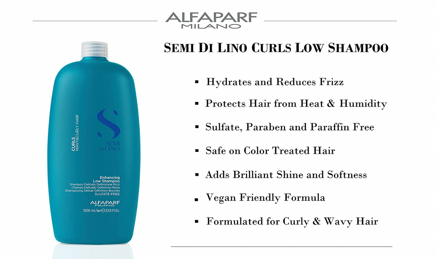 ALFAPARF MILANO SEMI DI LINO Enhancing Low Shampoo Curls Wavy & Curly Hair 1000ml